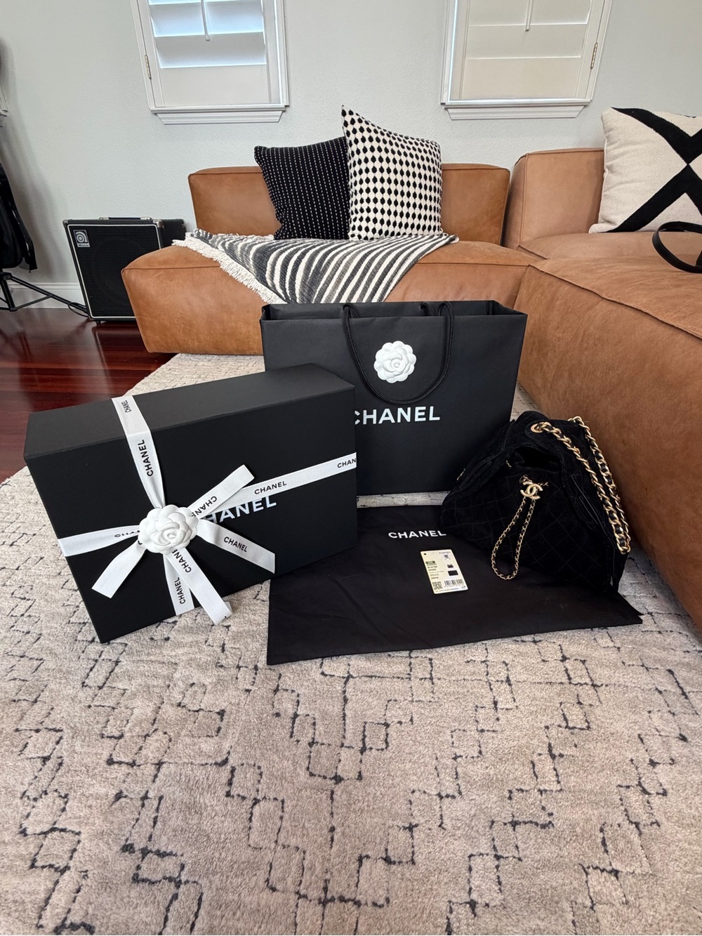 CHANEL 25 Small Black Suede Shoulder Bag with Gold Hardware